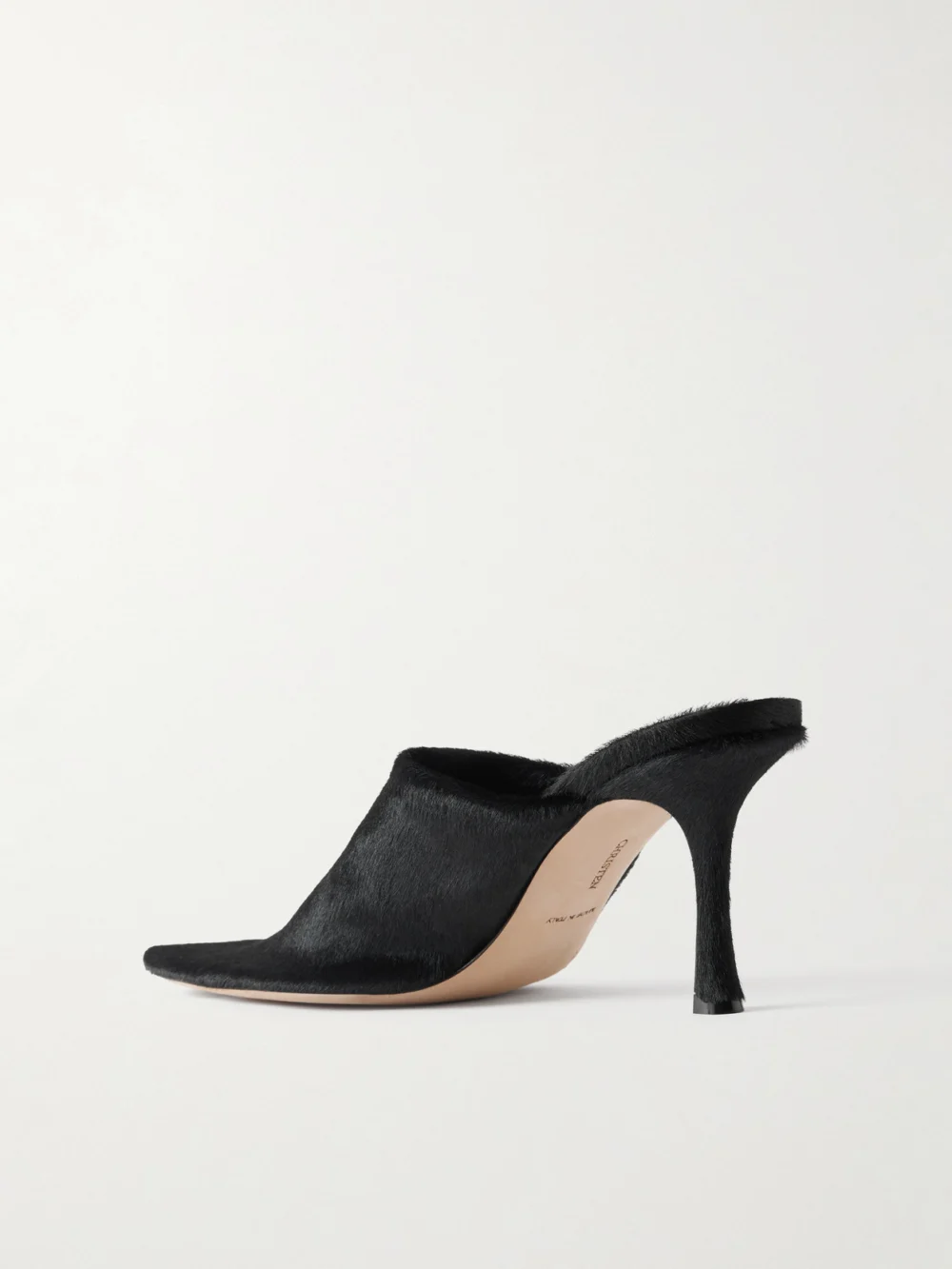 Back view of the Christen Elipse 75 Calf Hair Mules