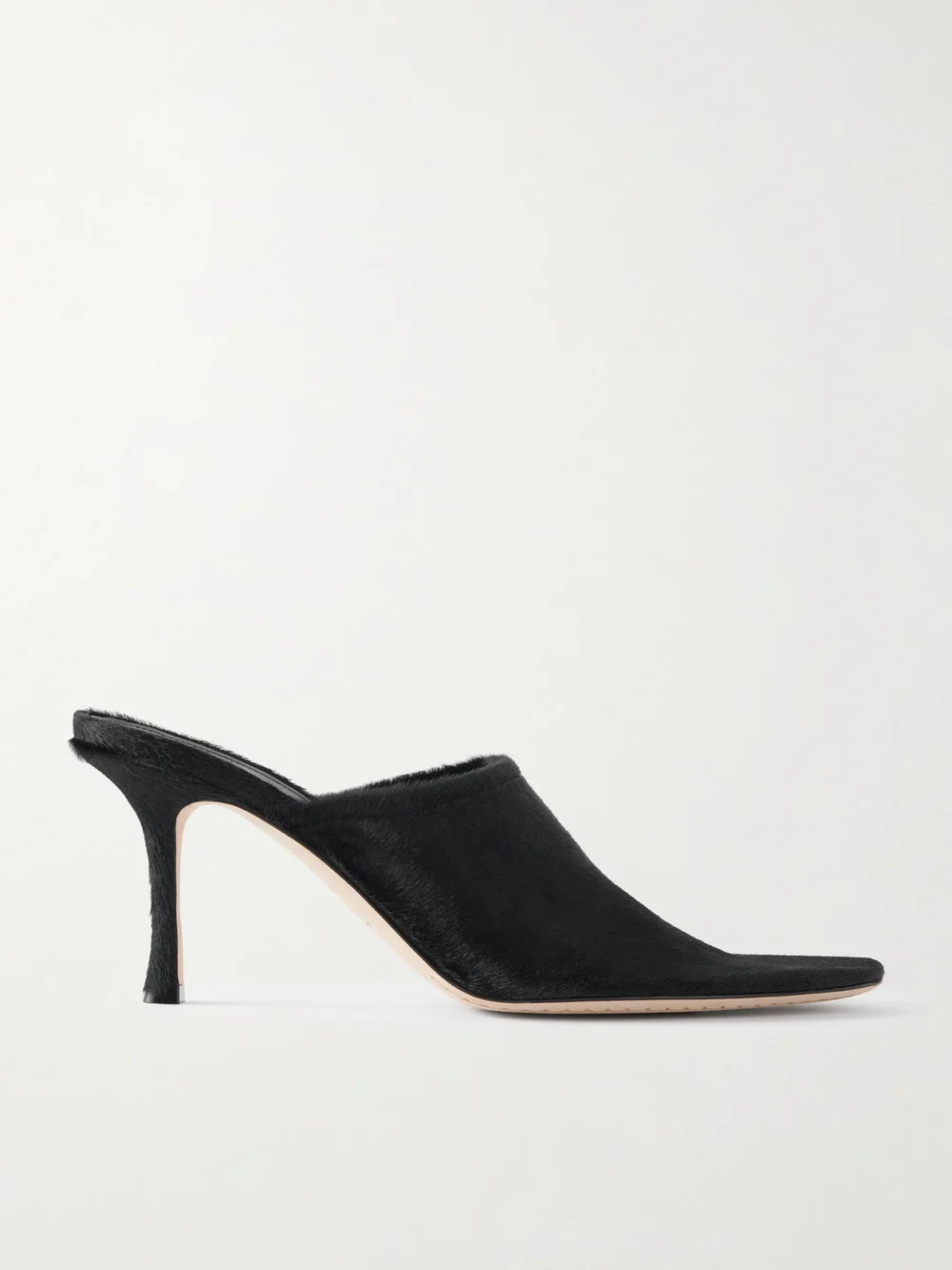 Christen Elipse 75 Calf Hair Mules in black