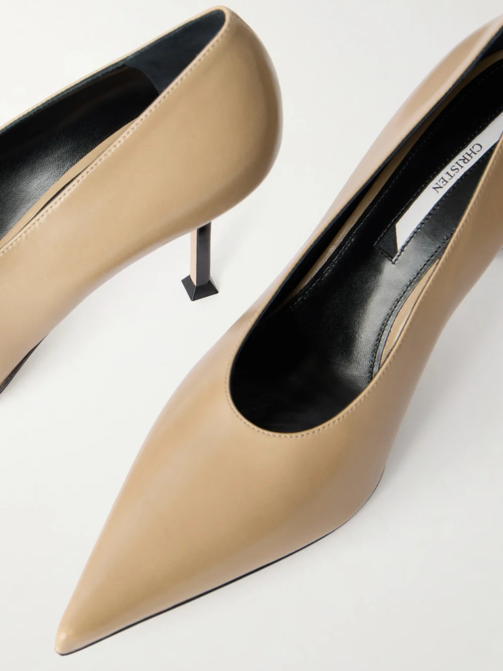 Close-up detail of the Christen Helix 75 Leather Pumps