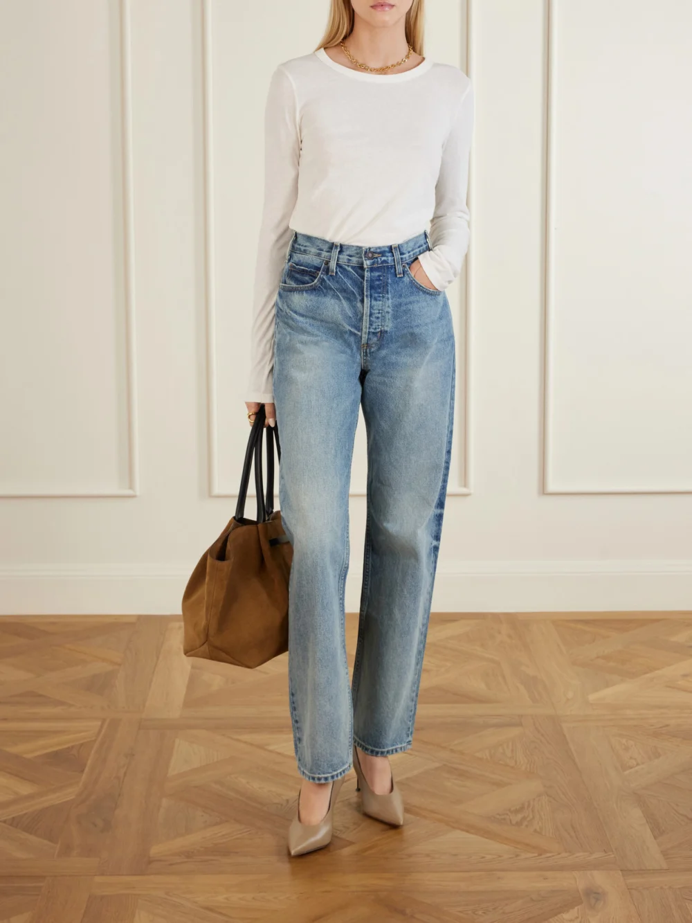 Christen Helix 75 Leather Pumps, styled view