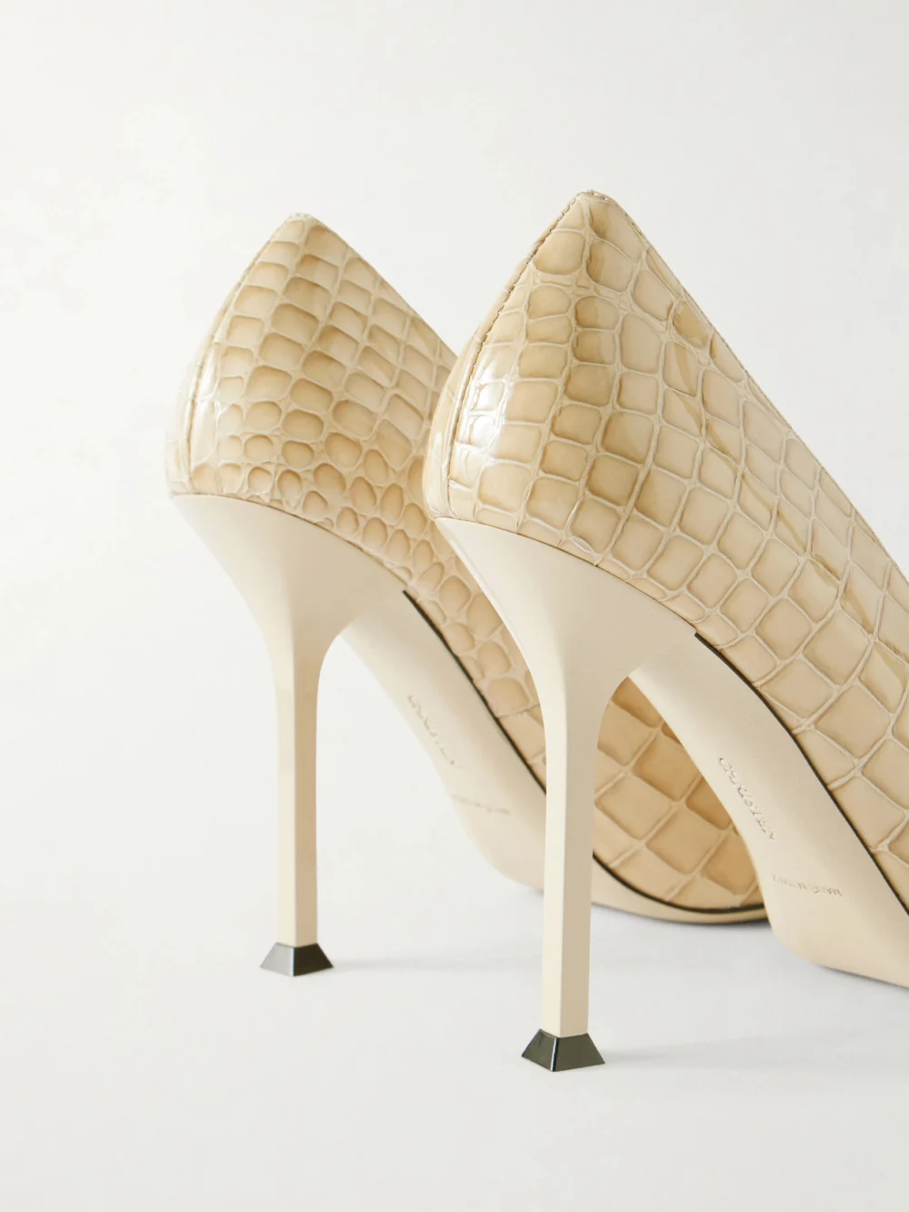 Close-up detail of the Christen Helix 95 Croc-effect Leather Pumps
