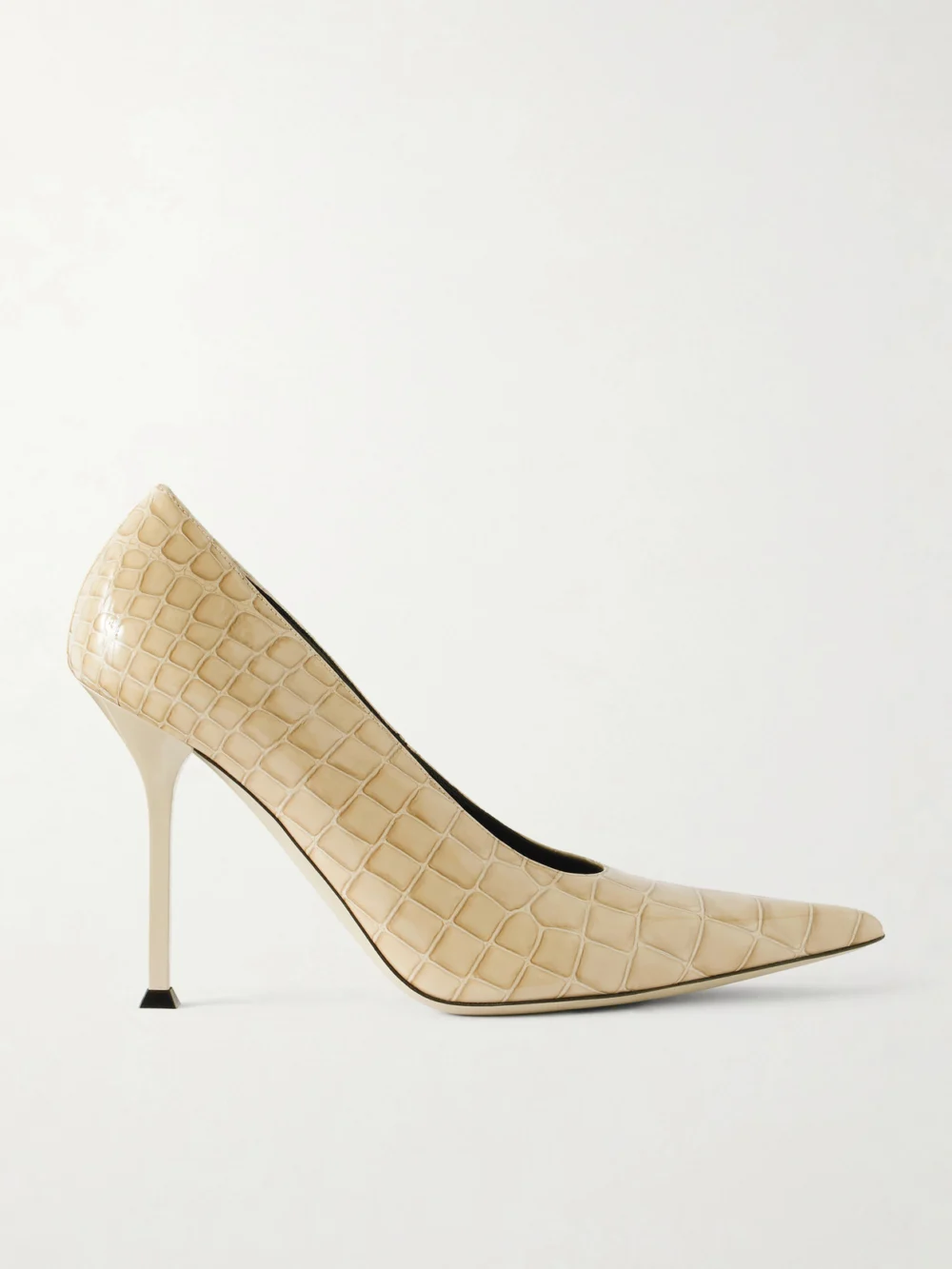 Christen Helix 95 Croc-effect Leather Pumps in cream
