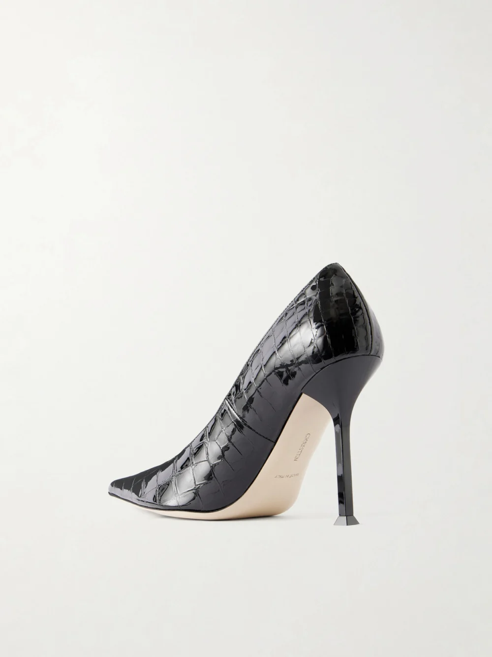 Back view of the Christen Helix 95 Croc-effect Patent Leather Pumps