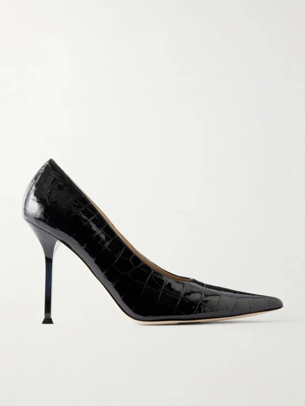 Christen Helix 95 Croc-effect Patent Leather Pumps