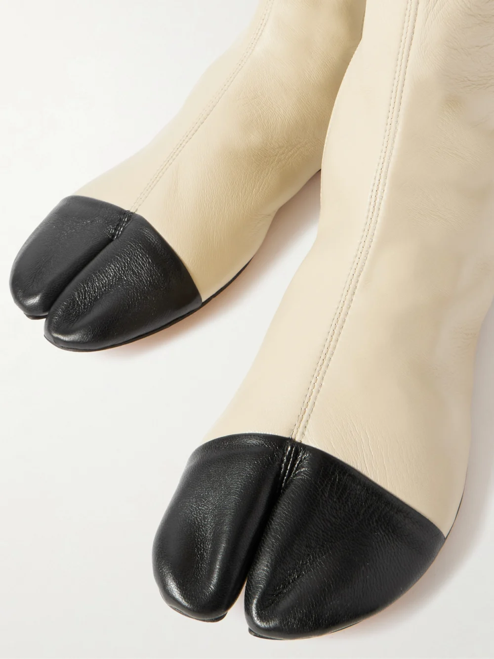 Close-up detail of the Christen Tabi Stretch-leather Knee Boots