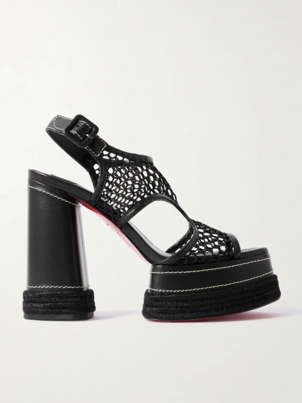 Christian Louboutin Almeja 130 Mesh and Leather Platform Sandals