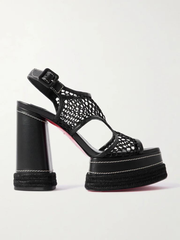 Christian Louboutin Almeja 130 Mesh and Leather Platform Sandals