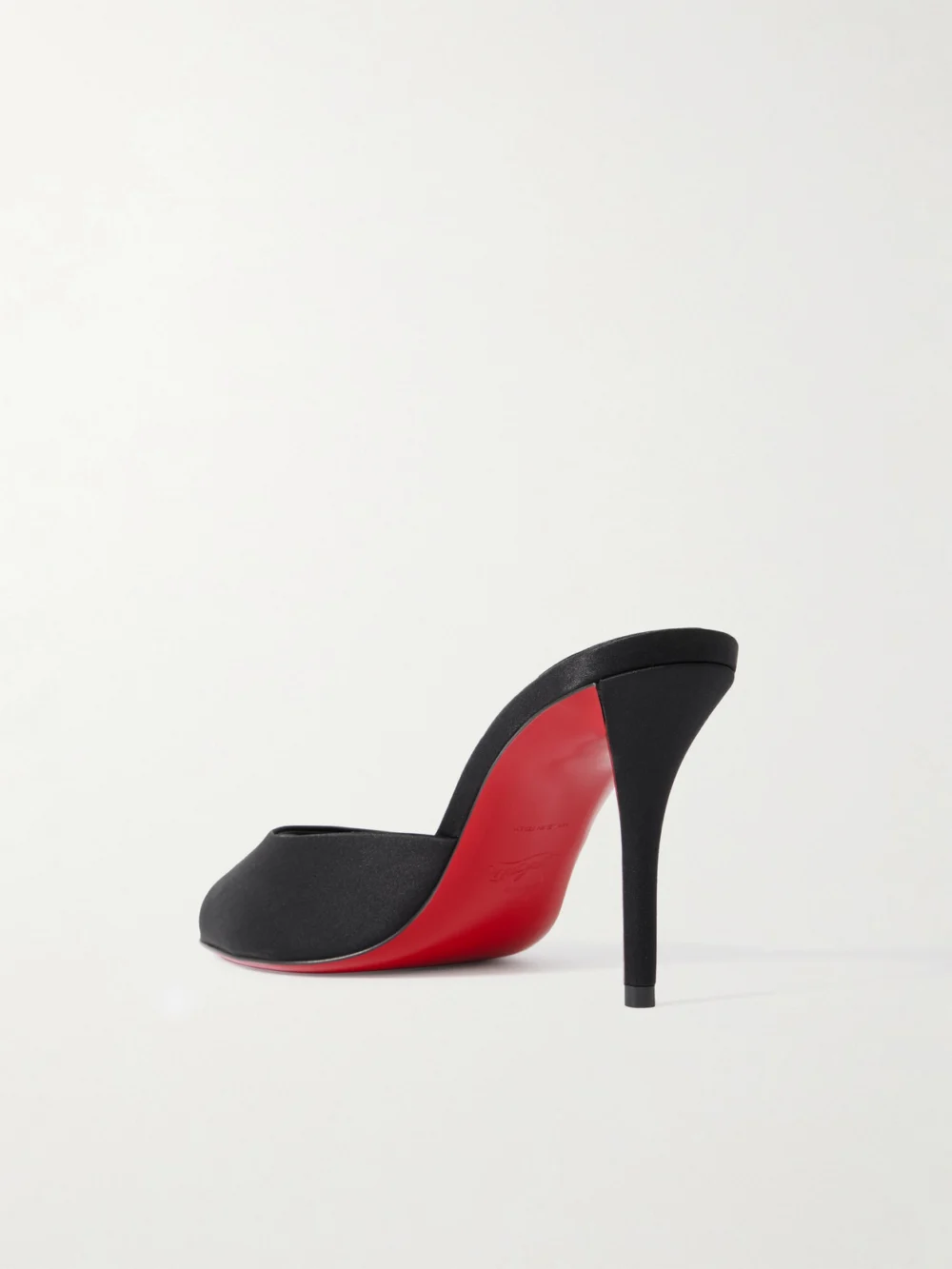Back view of the Christian Louboutin Apostropha 80 Satin Mules