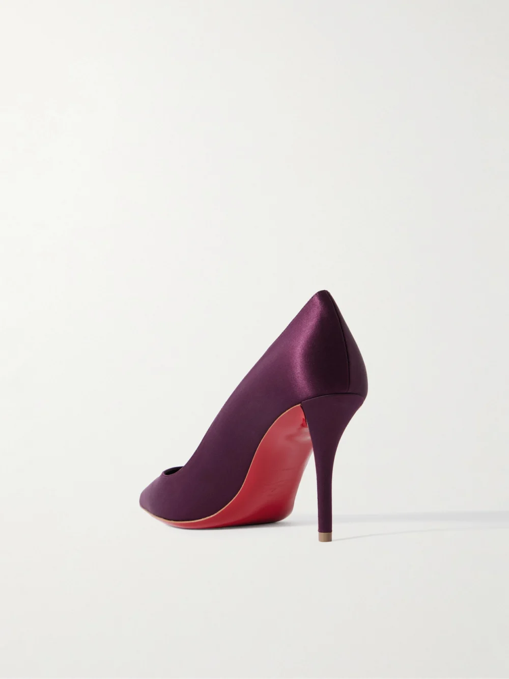 Back view of the Christian Louboutin Apostropha 80 Satin Pumps