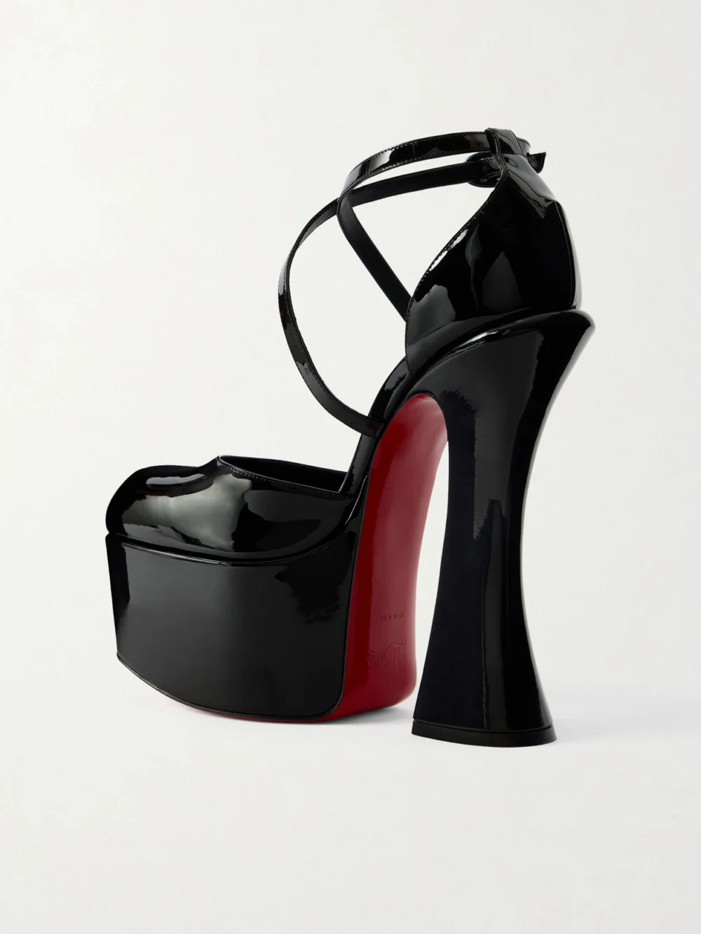 Back view of the Christian Louboutin Aquadorcet 160 Patent-leather Platform Pumps