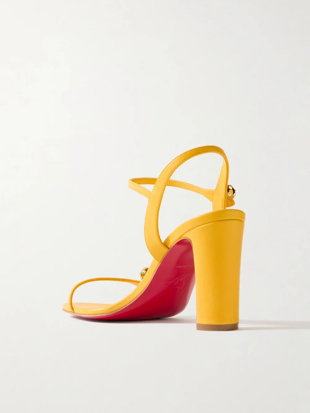 Back view of the Christian Louboutin Atmospheria 85 Embellished Leather Sandals