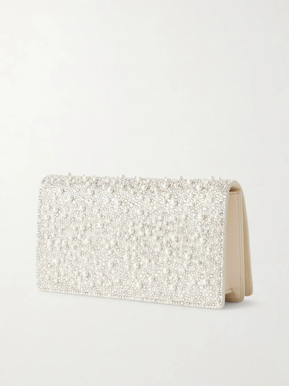 Back view of the Christian Louboutin Bettina Embellished Metallic Leather Clutch