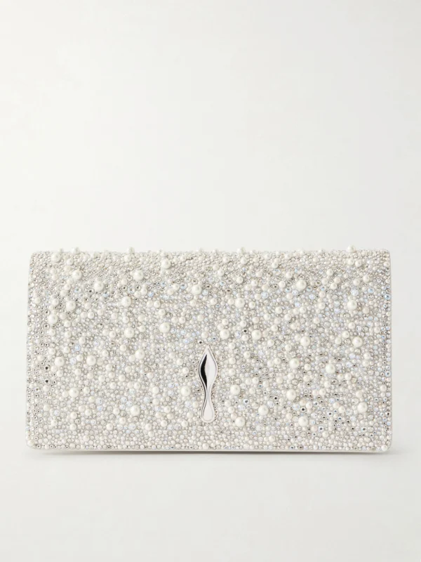 Christian Louboutin Bettina Embellished Metallic Leather Clutch