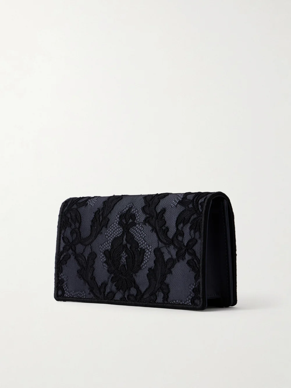 Back view of the Christian Louboutin Bettina Lace-trimmed Satin Clutch