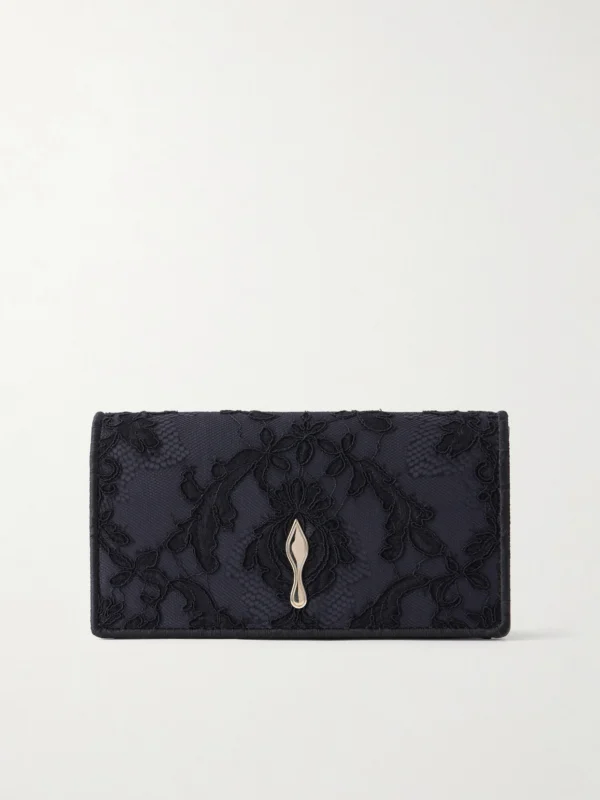 Christian Louboutin Bettina Lace-trimmed Satin Clutch
