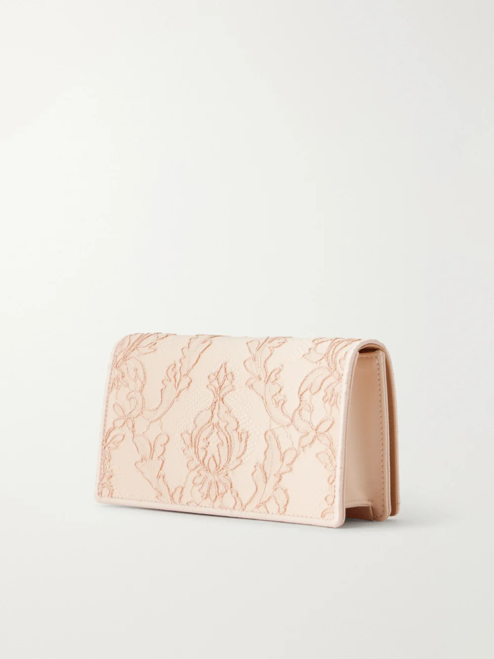 Back view of the Christian Louboutin Bettina Lace-trimmed Satin Clutch