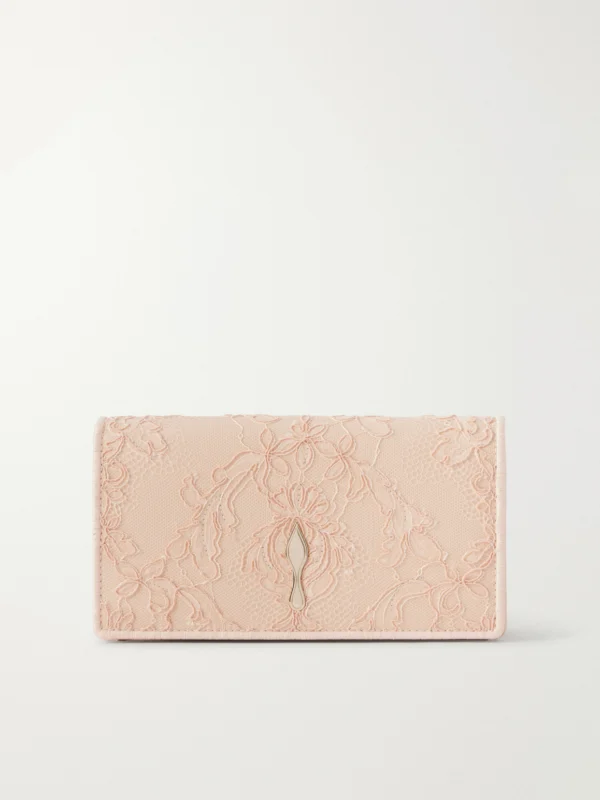 Christian Louboutin Bettina Lace-trimmed Satin Clutch