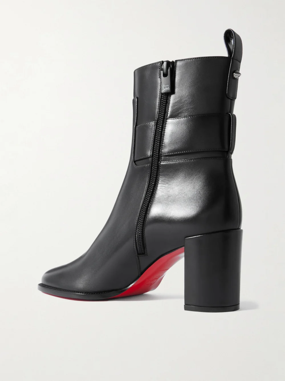 Back view of the Christian Louboutin Booty Lock 70 Embellished Leather Ankle Boots