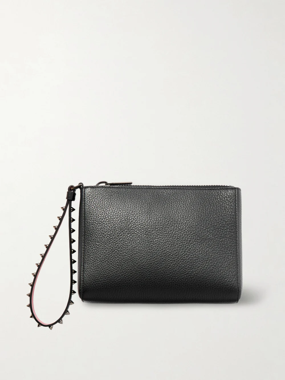 Christian Louboutin Cabata Studded Textured-leather Clutch in black