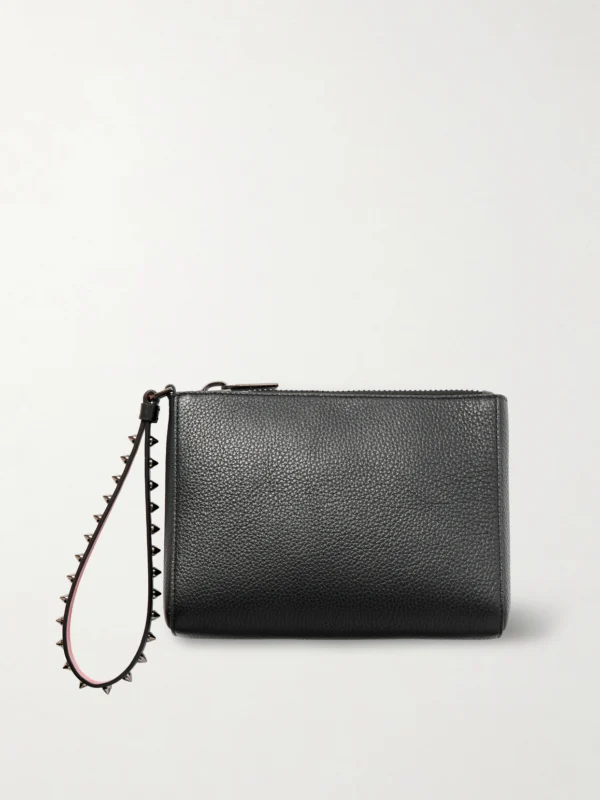 Christian Louboutin Cabata Studded Textured-leather Clutch