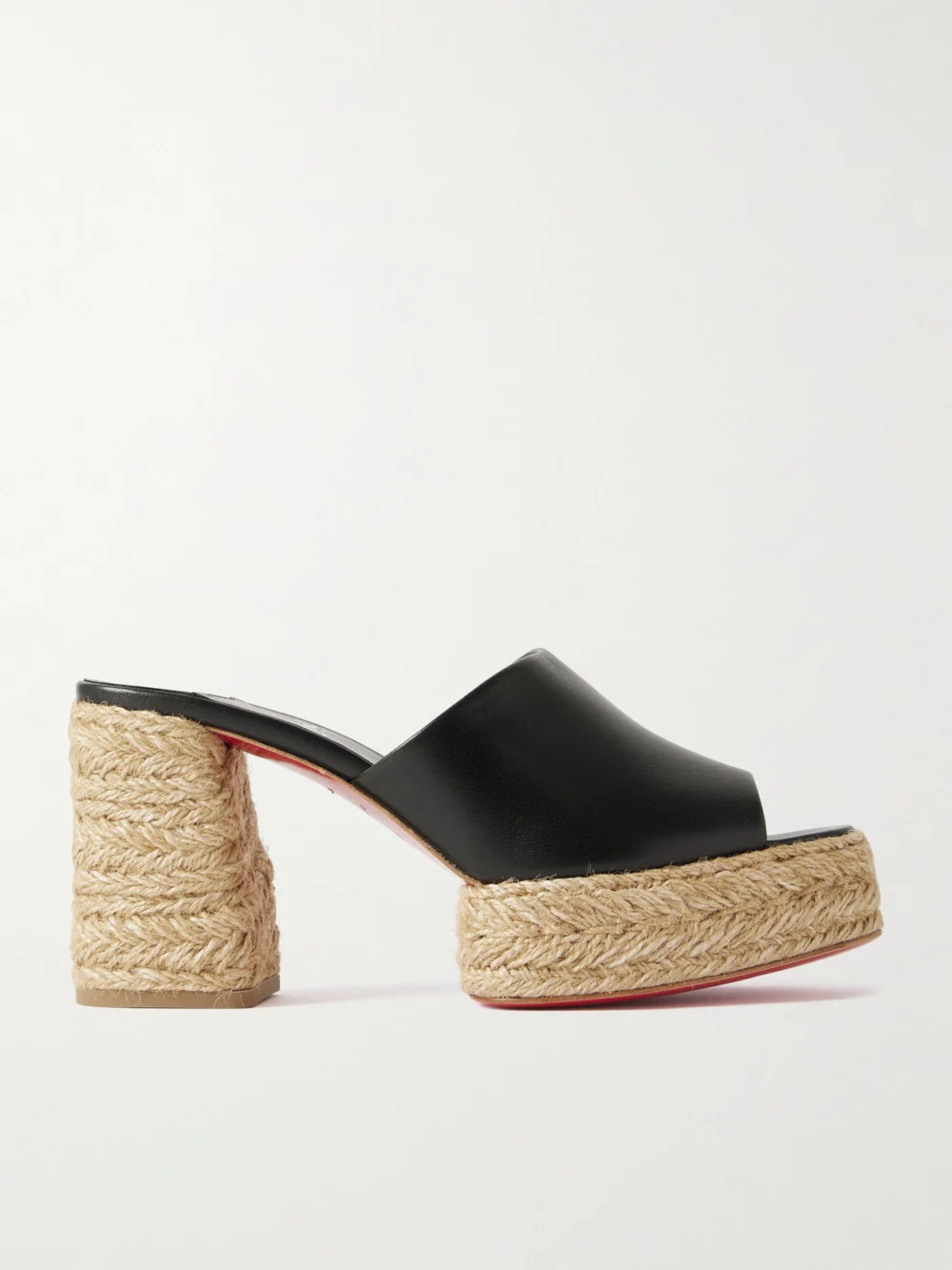 Christian Louboutin Calakala 85 Leather Espadrille Platform Mules in black