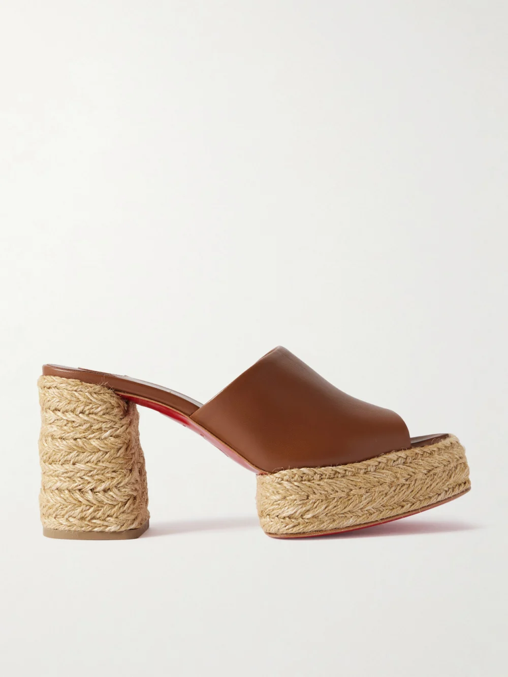 Christian Louboutin Calakala 85 Leather Espadrille Platform Mules in dark brown