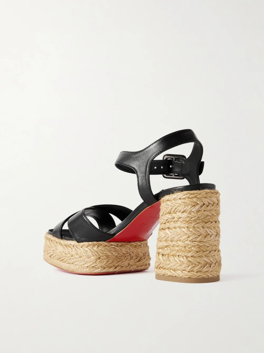 Back view of the Christian Louboutin Calakala 85 Leather Espadrille Platform Sandals