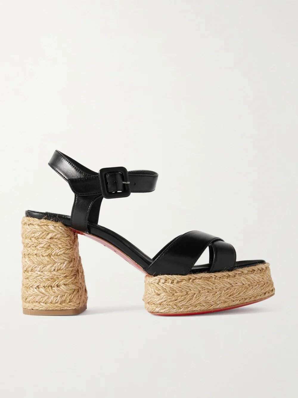 Christian Louboutin Calakala 85 Leather Espadrille Platform Sandals in black