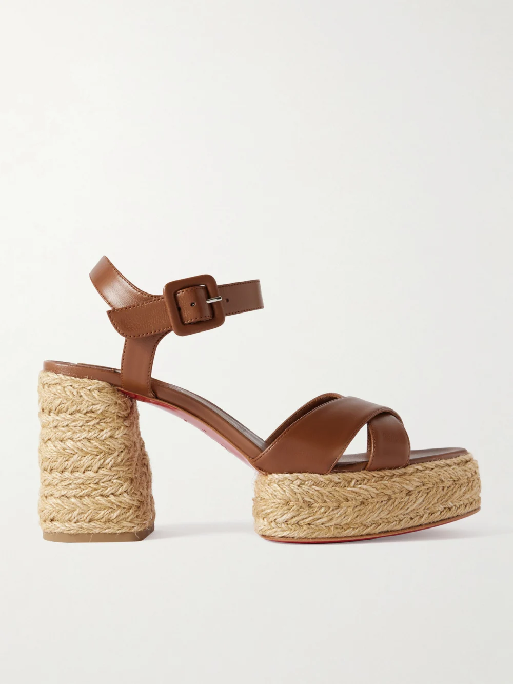 Christian Louboutin Calakala 85 Leather Espadrille Platform Sandals in brown