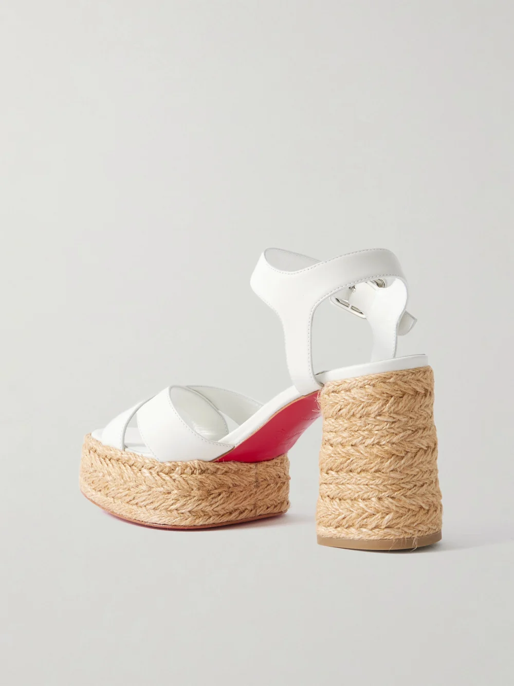Back view of the Christian Louboutin Calakala 85 Leather Espadrille Platform Sandals