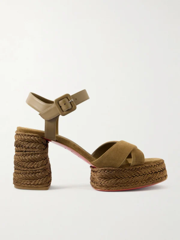 Christian Louboutin Calakala 85 Suede Cross Upper Platform Sandal