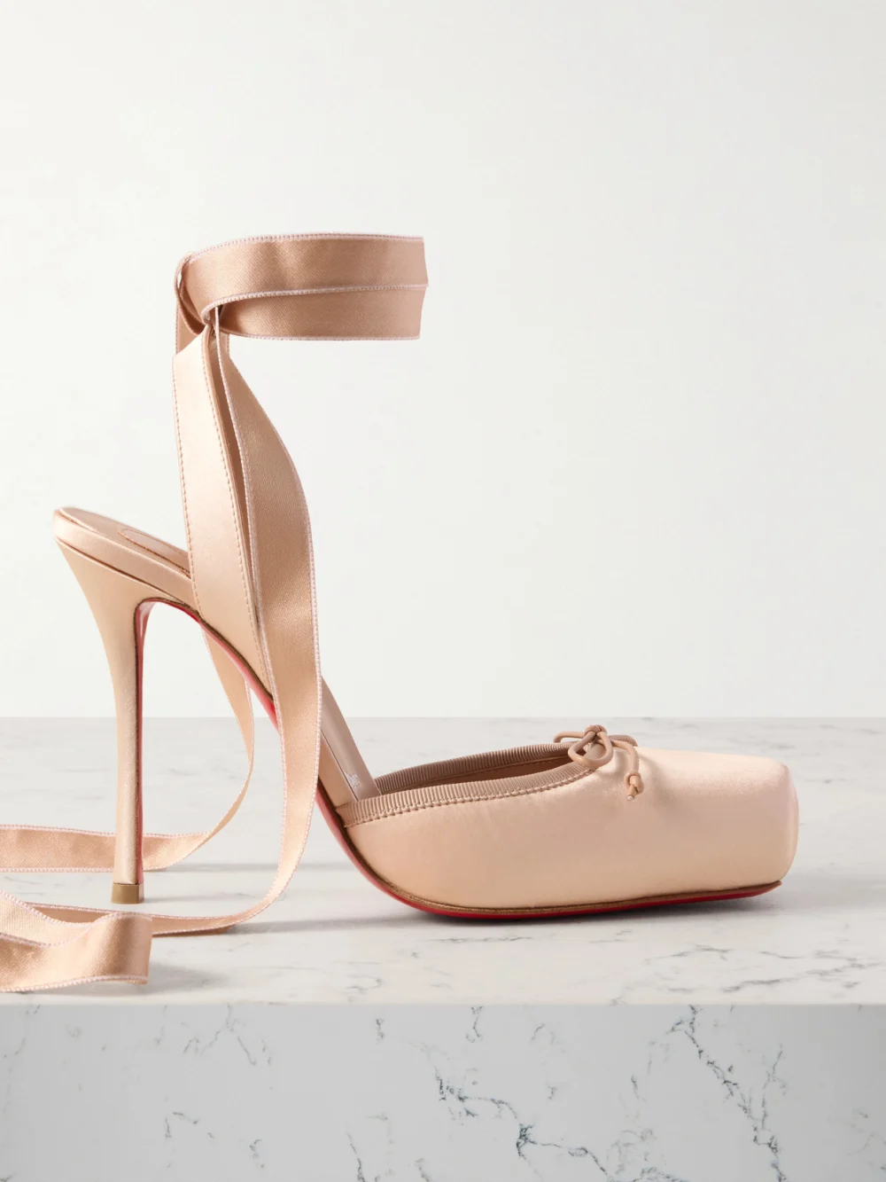 Christian Louboutin Cassia 100 Bow-detailed Satin-crepe Pumps in blush