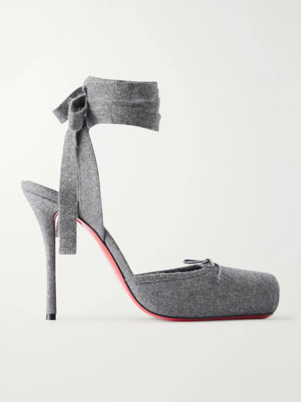 Christian Louboutin Cassia 100 Flannel Ballerina Pumps