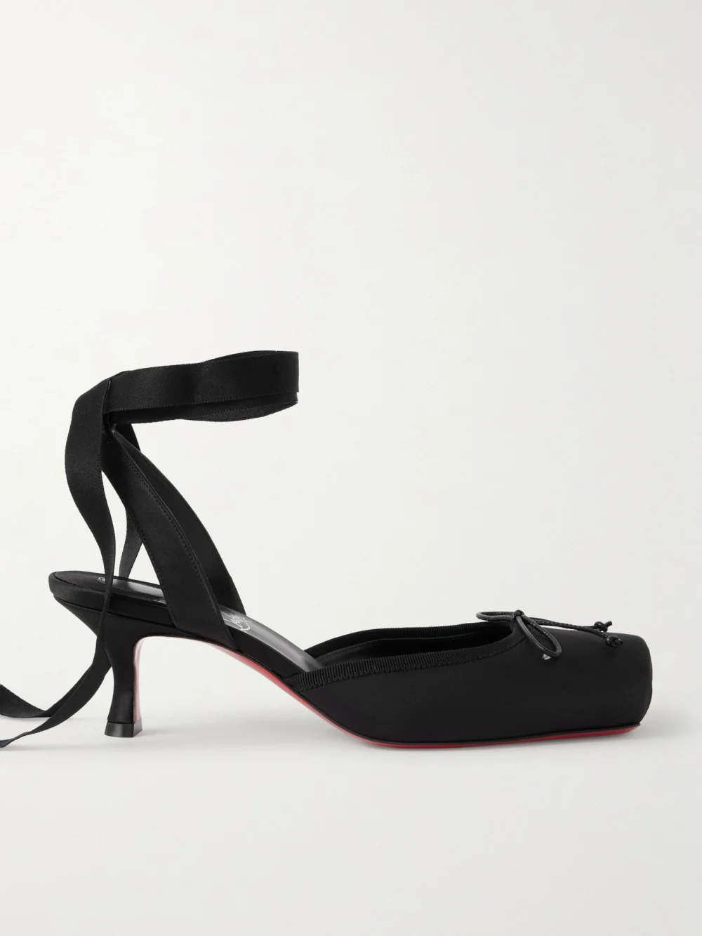 Christian Louboutin Cassia 55 Bow-detailed Grosgrain-trimmed Satin Pumps in black