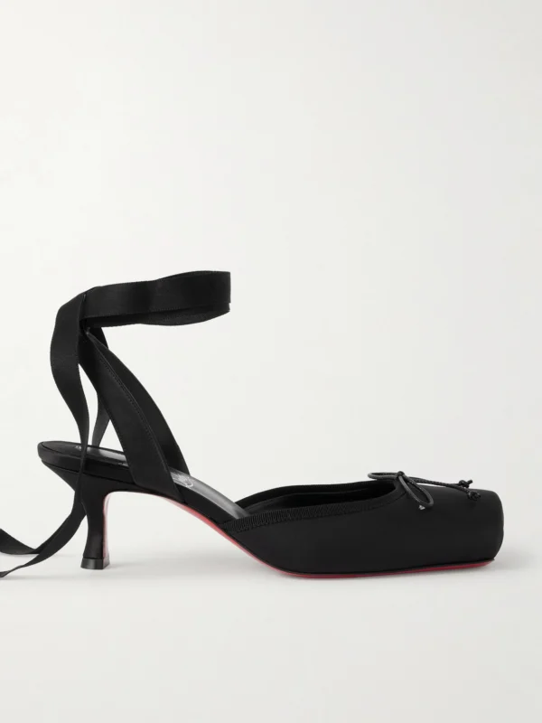 Christian Louboutin Cassia 55 Bow-detailed Grosgrain-trimmed Satin Pumps