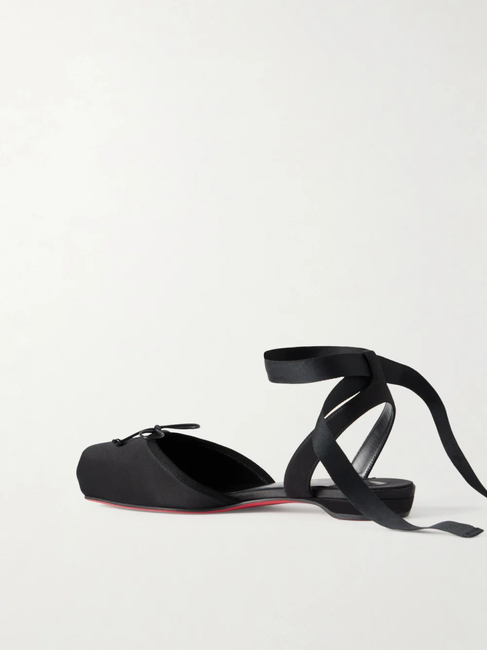 Back view of the Christian Louboutin Cassia Bow-detailed Grosgrain-trimmed Satin Flats