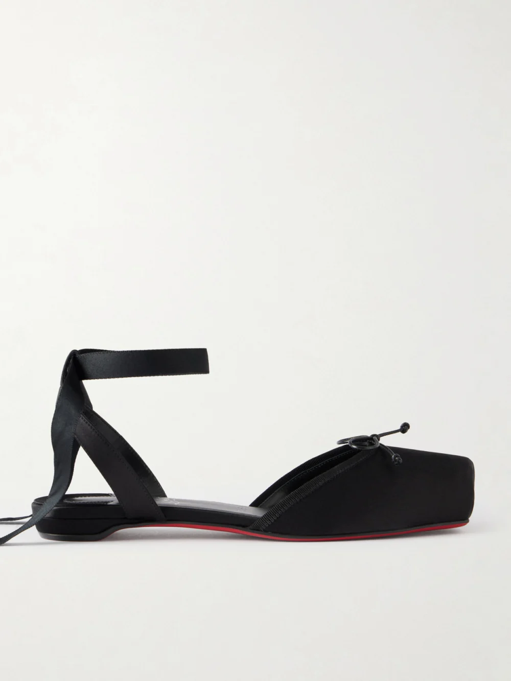 Christian Louboutin Cassia Bow-detailed Grosgrain-trimmed Satin Flats in black