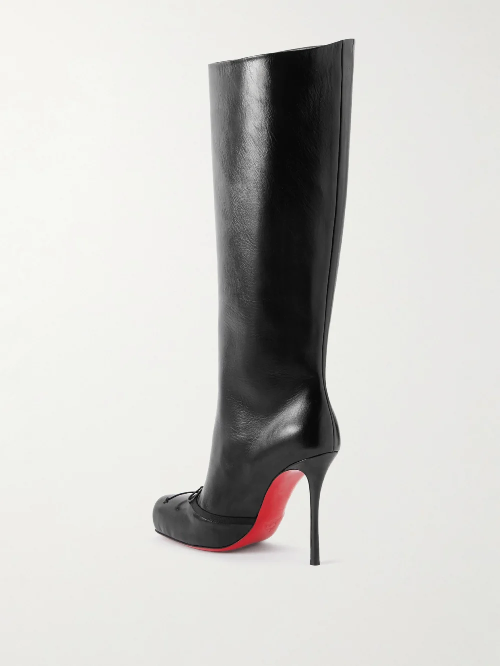 Back view of the Christian Louboutin Cassia Nodo 100 Leather Knee Boots