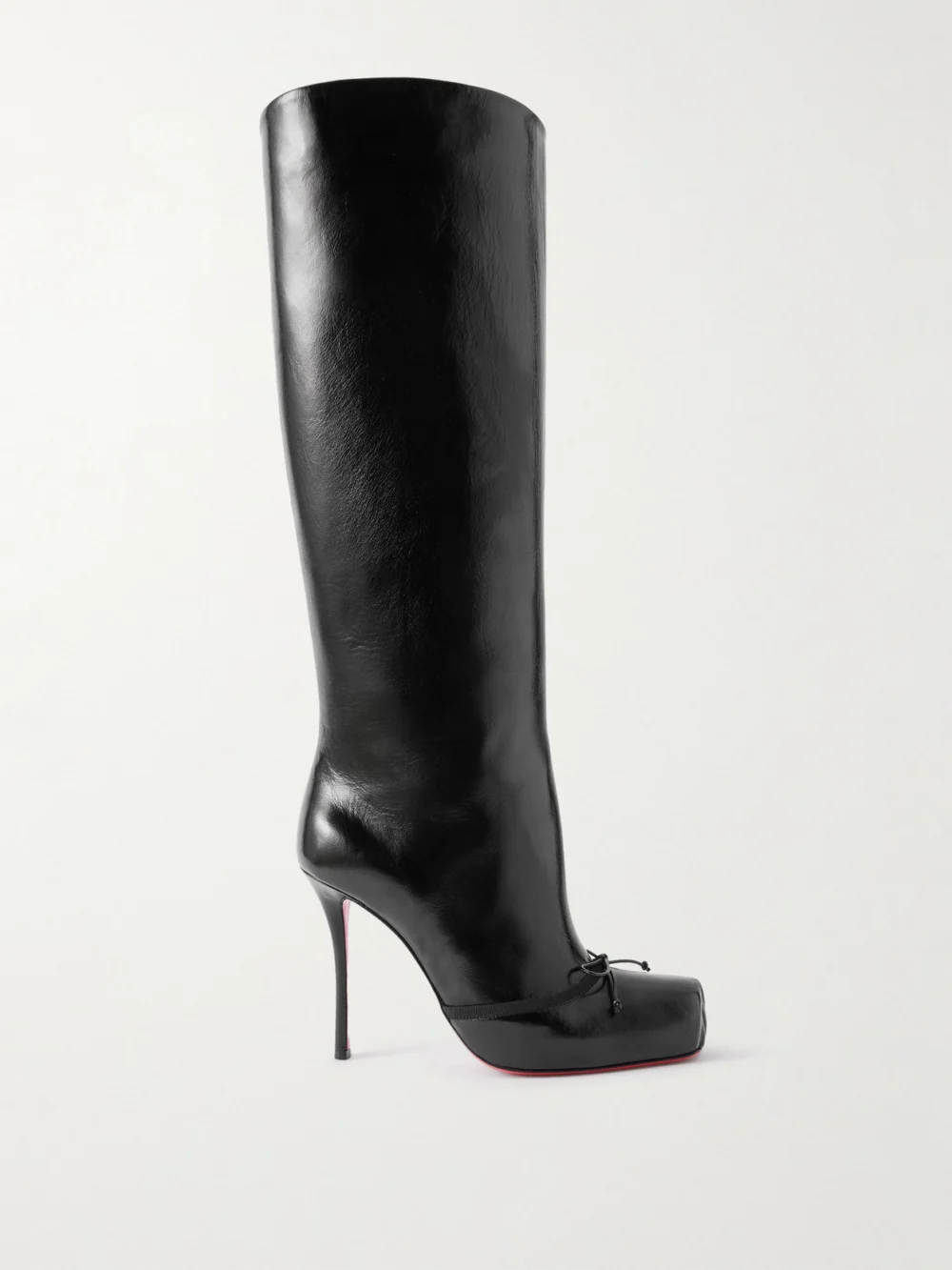 Christian Louboutin Cassia Nodo 100 Leather Knee Boots in black