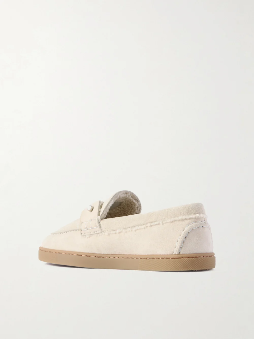 Back view of the Christian Louboutin Chambeliboat Shearling-lined Suede Loafers