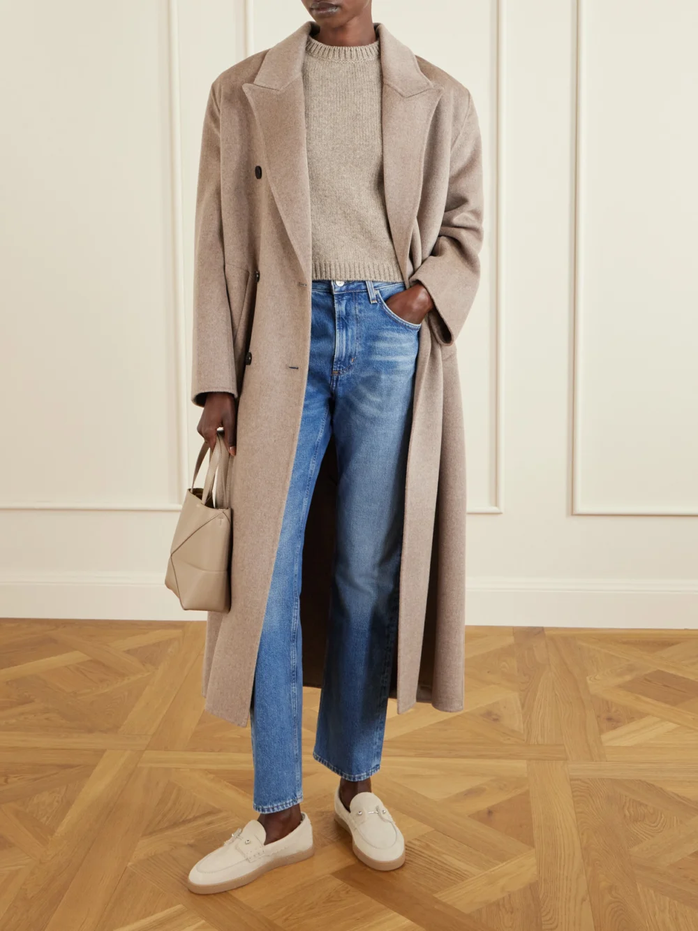 Christian Louboutin Chambeliboat Shearling-lined Suede Loafers, styled view