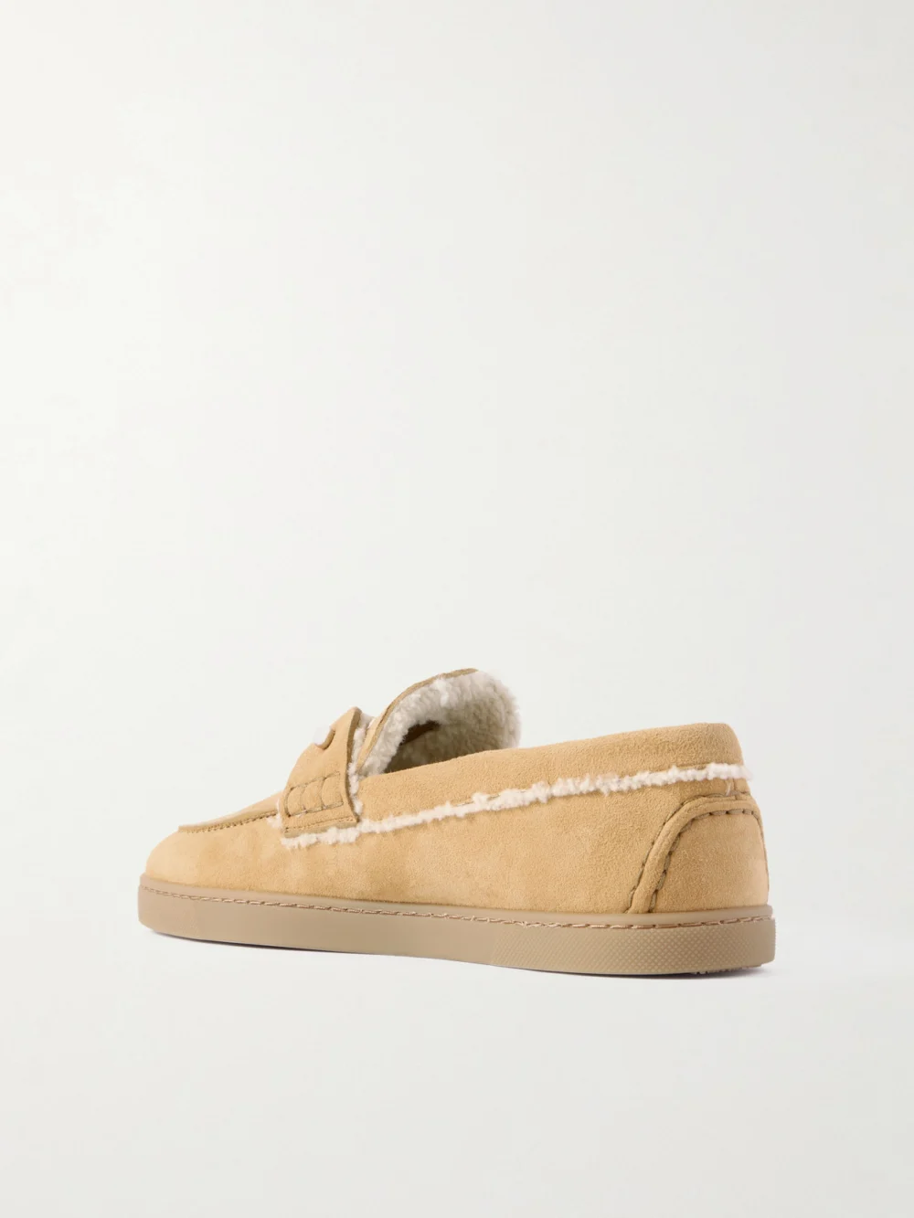 Back view of the Christian Louboutin Chambeliboat Shearling-lined Suede Loafers