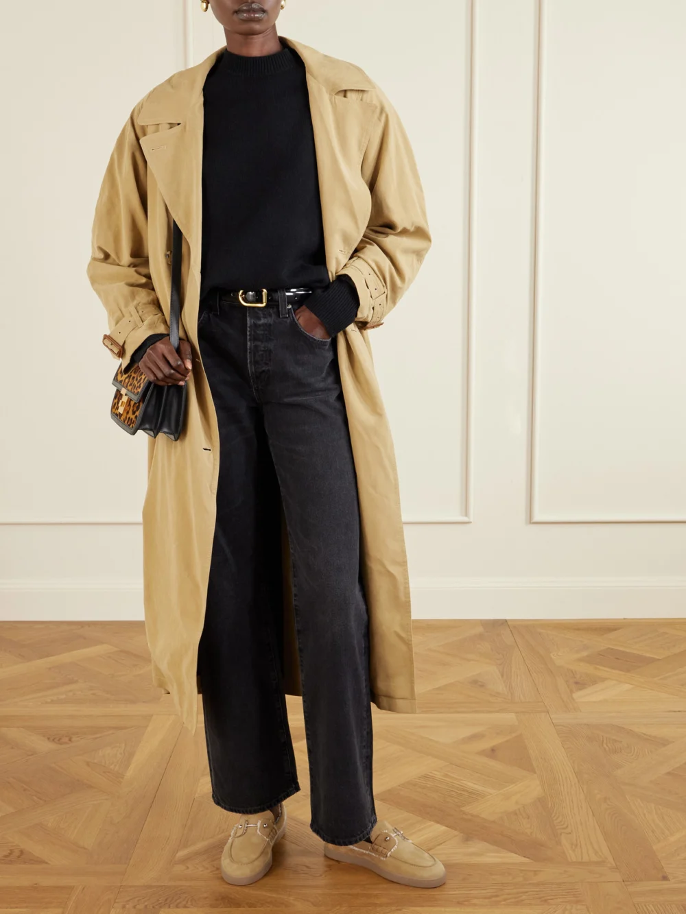 Christian Louboutin Chambeliboat Shearling-lined Suede Loafers, styled view
