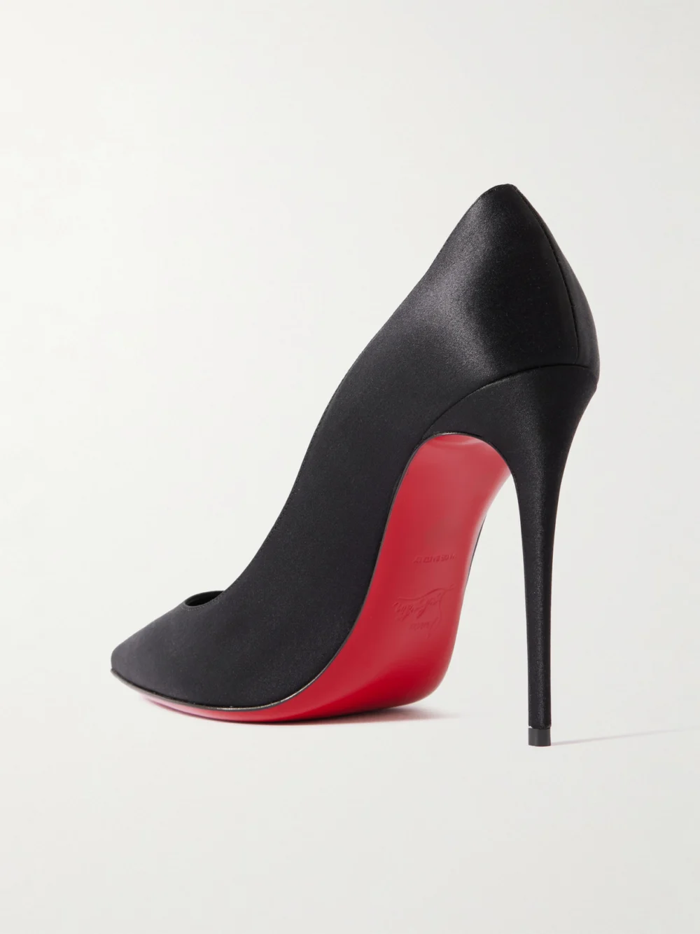 Back view of the Christian Louboutin Classic Kate 100 Satin-crepe Pumps