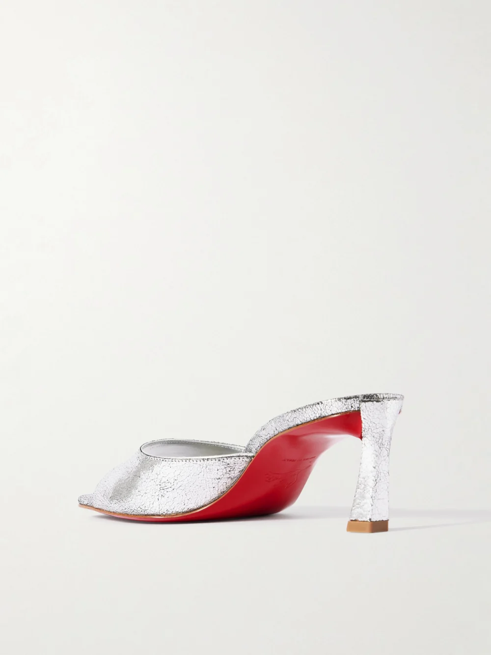 Back view of the Christian Louboutin Condora 55 Metallic Cracked-leather Mules