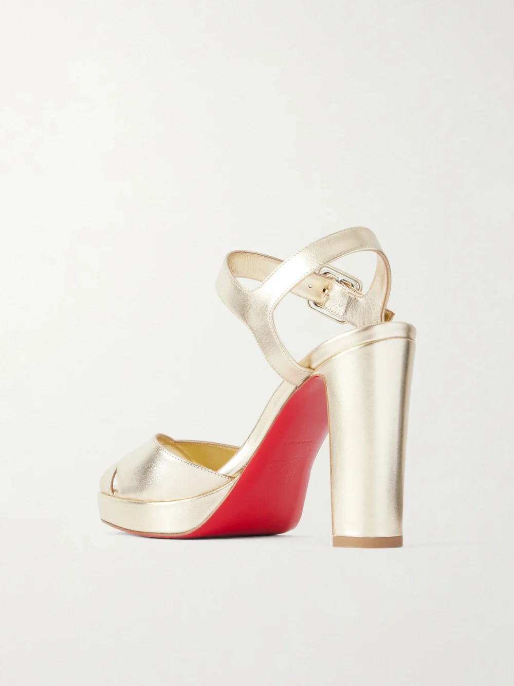 Back view of the Christian Louboutin Cora 100 Leather Platform Sandals