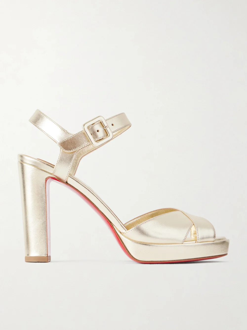 Christian Louboutin Cora 100 Leather Platform Sandals in gold