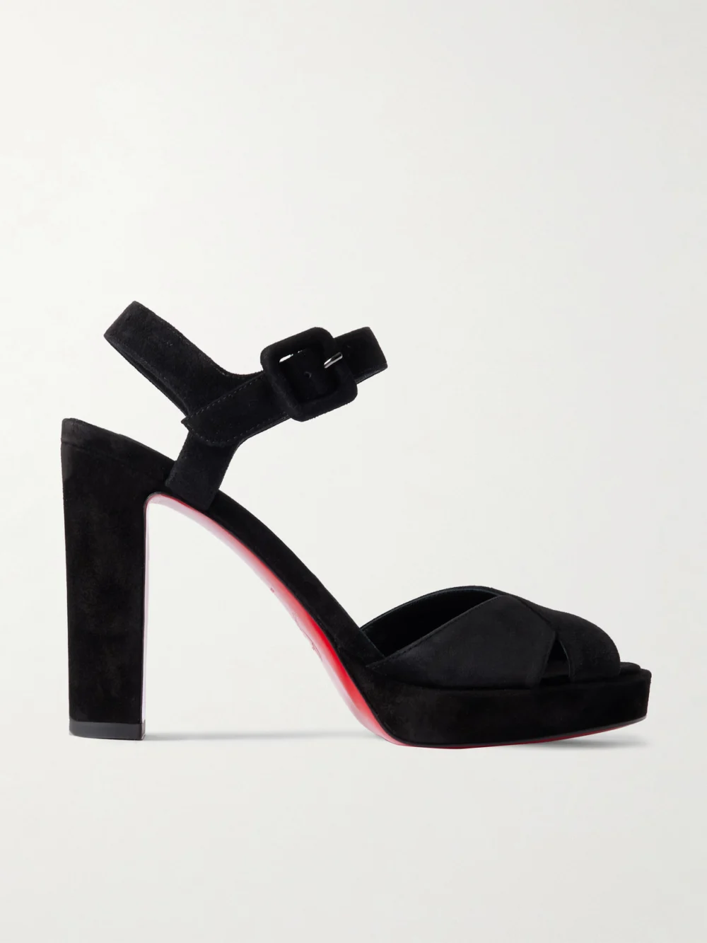 Christian Louboutin Cora 100 Suede Platform Sandals in black