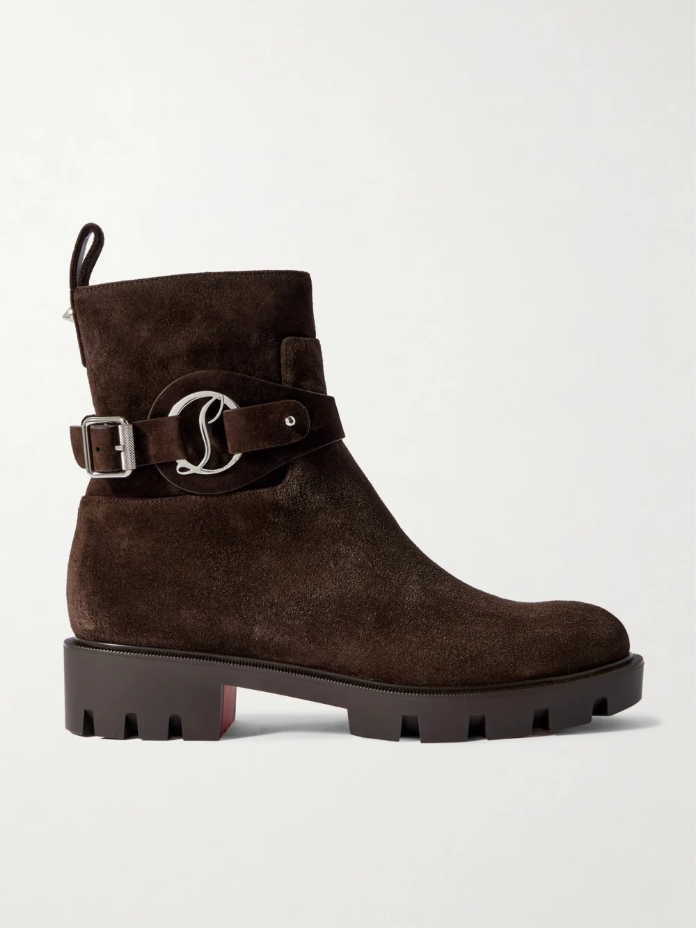Christian Louboutin Dianouchette Buckled Suede Ankle Boots in chocolate