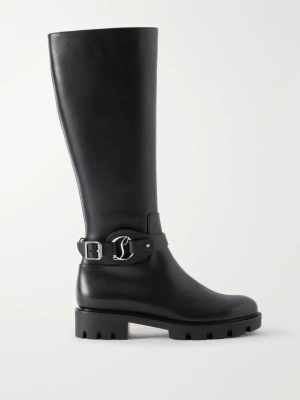 Christian Louboutin Dianouchette Lug Buckled Leather Knee Boots